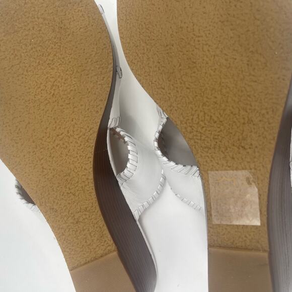 NEW JACK ROGERS Sandals Size 10 Jackie Mid Wedge White Leather Prep Summer NWOT - Picture 13 of 15